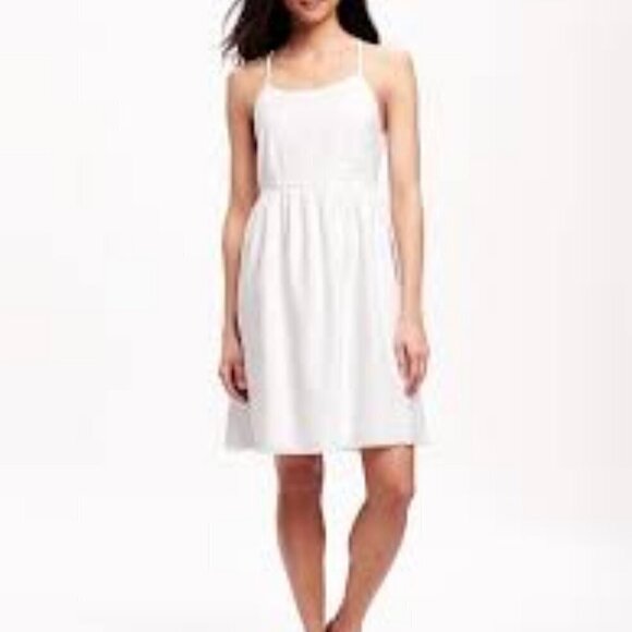 GAP Size 8 White Halter Dress, Textured Cotton Fabric, Gently Used Condition - Picture 1 of 15